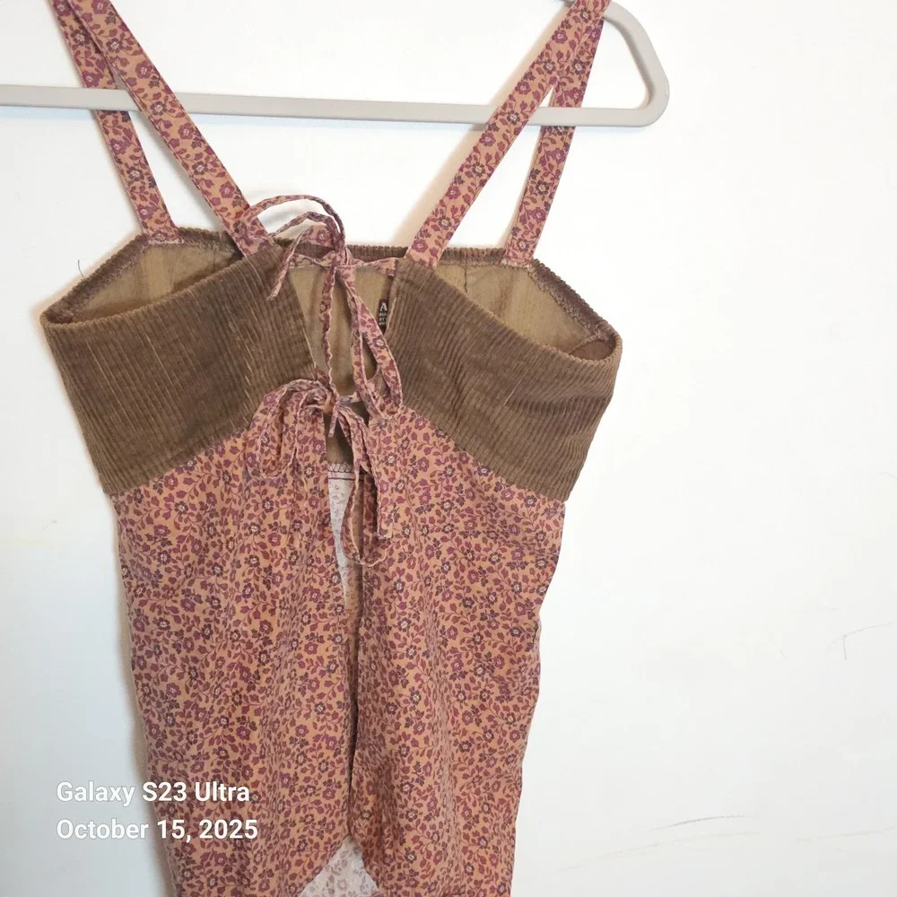 Handmade‎ One Of A Kind Corderoy Cami Top Women's Large Backless Festival Boho